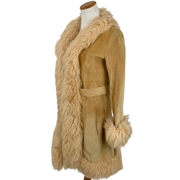 Vtg 60s Leather & Afghan Penny Lane Coat | Free People Boho Indie Luxe Grunge S - Picture 4 of 13